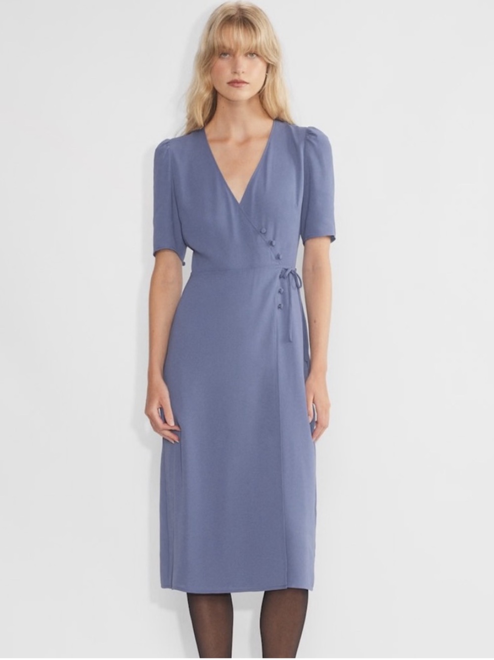 NWT Aritzia Wilfred Lulea Wrap Midi Dress in Nightshade Blue Periwinkle Sz 00